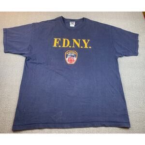 Vintage Jerzees Men's XL Dark Blue Fire‎ Department FDNY NYC Graphic T-Shirt
